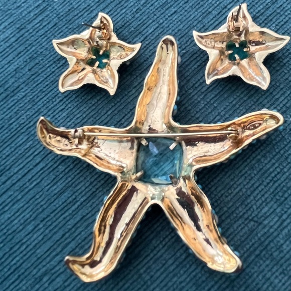 Kenneth Jay Lane vintage starfish pin & earrings Set - Picture 5 of 6